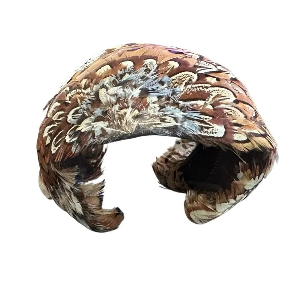 Vintage Pheasant Feather Symmetrical Hair Cap - Picture 5 of 6